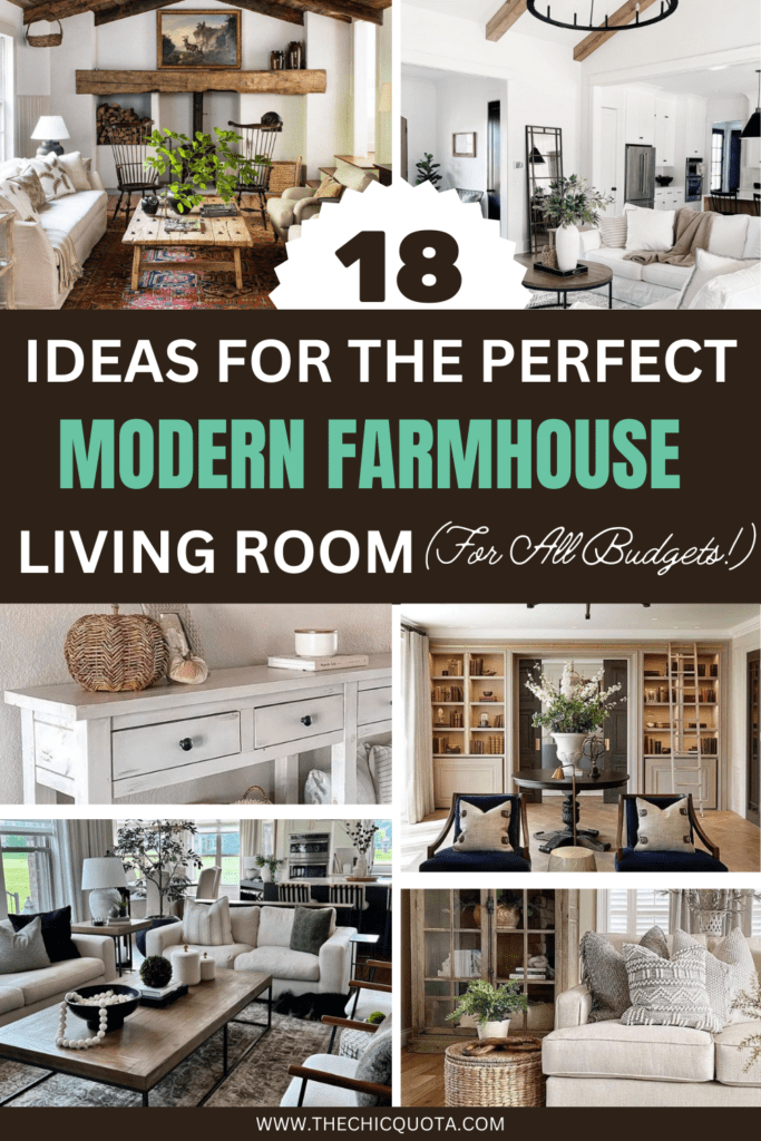 Pinterest Pin for Modern Farmhouse Living Room Ideas