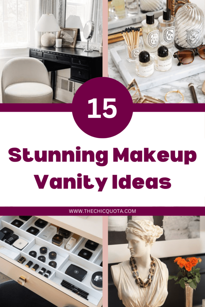 Pinterest Pin with makeup vanity ideas