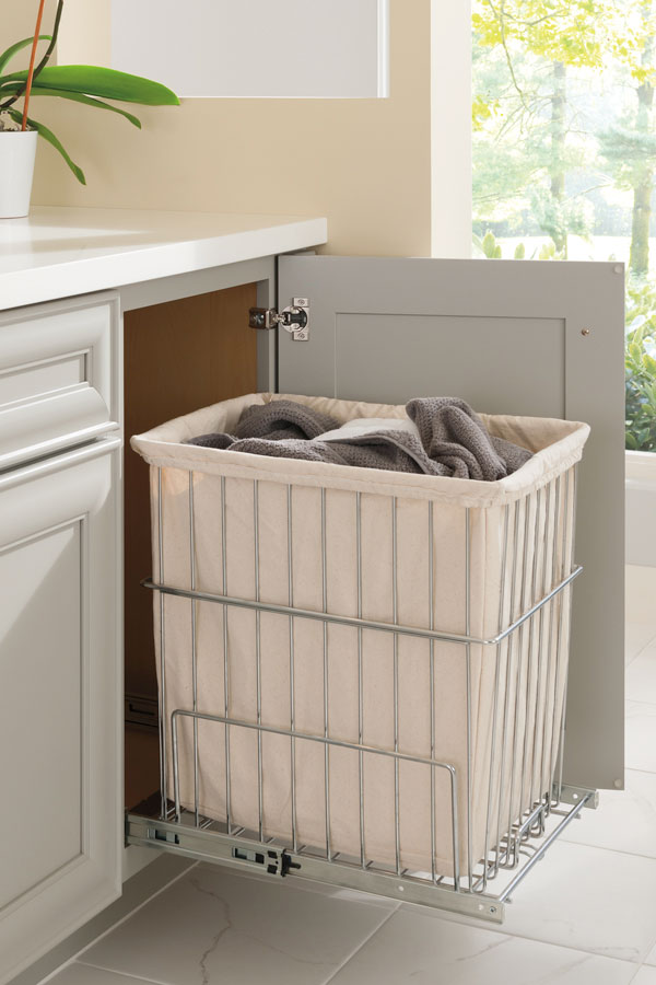 pull-out laundry basket for guest bathroom