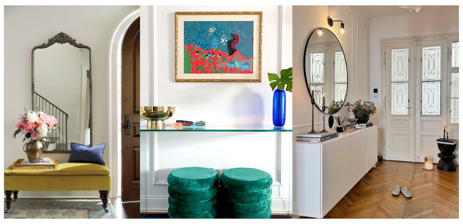 This picture presents three photos of beautiful entryway to provide entryway ideas for decor