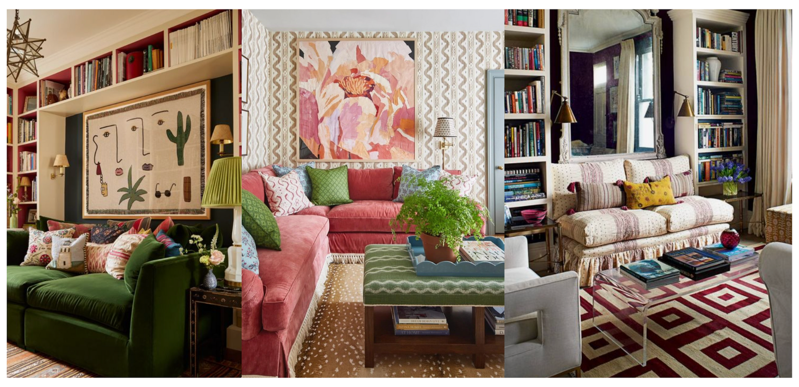 selection of three maximalist homes