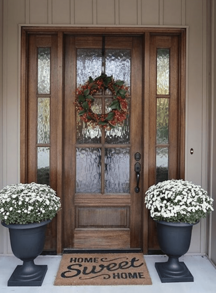 classic planters used to decorate an entrance that is timeless 