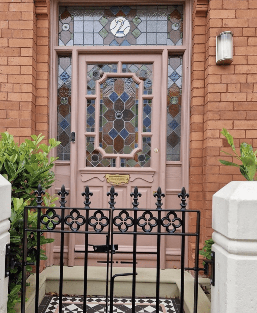 Art-nouveau  inspired blown glass front door