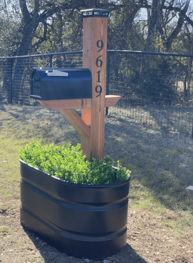 farmhouse metal planter and herb garden