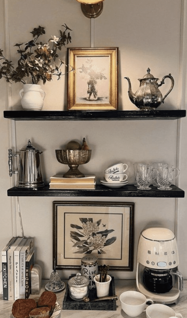 classic kitchen counter decor to create a coffee station