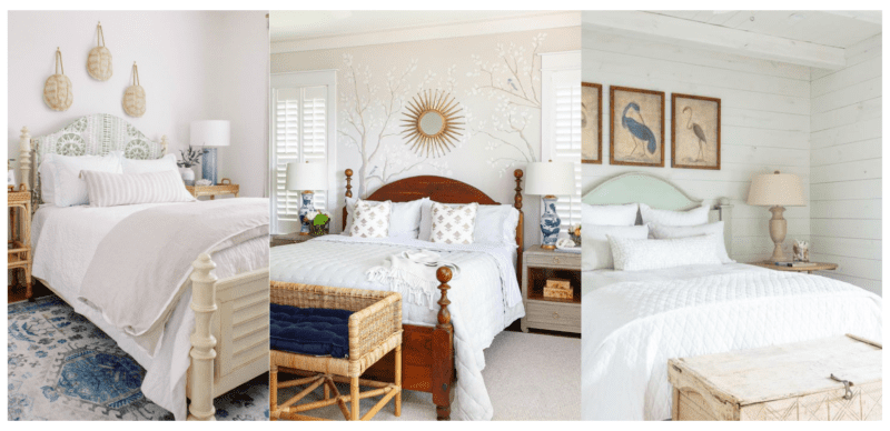 Three examples of coastal bedrooms