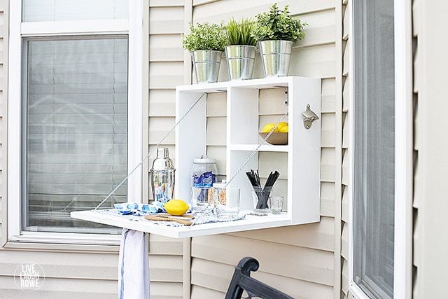 wall-mounted serving tray for backyard kitchen 