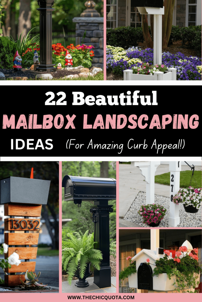 Pinterest pin showing summary photos for a post about 22 mailbox ideas.