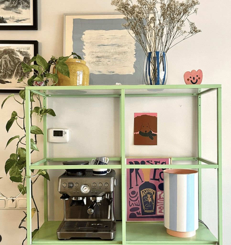 neon coffee shelf for fun coffee bar ideas