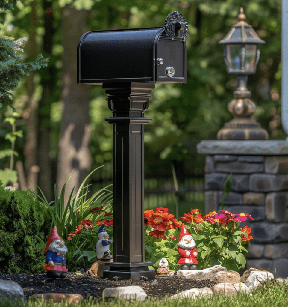 Mailbox ideas using whimsical decor such as garden gnomes