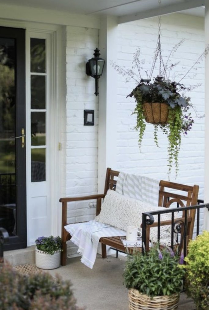 wooden bench and greenery decor with a classic style