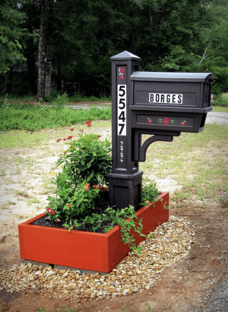 flower box landscaping for mailbox