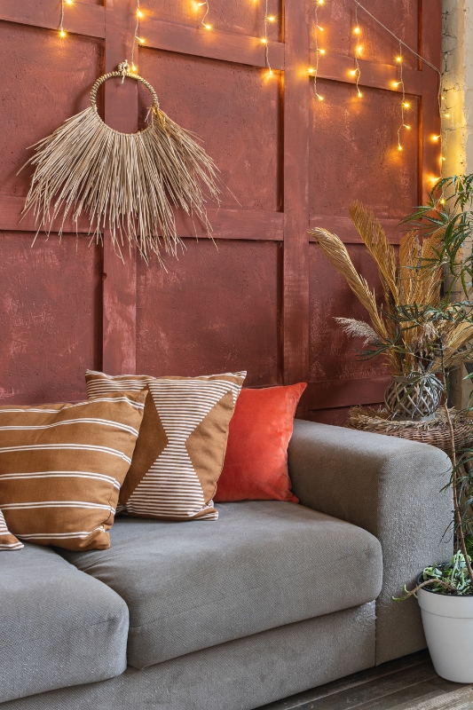 boho living room wall