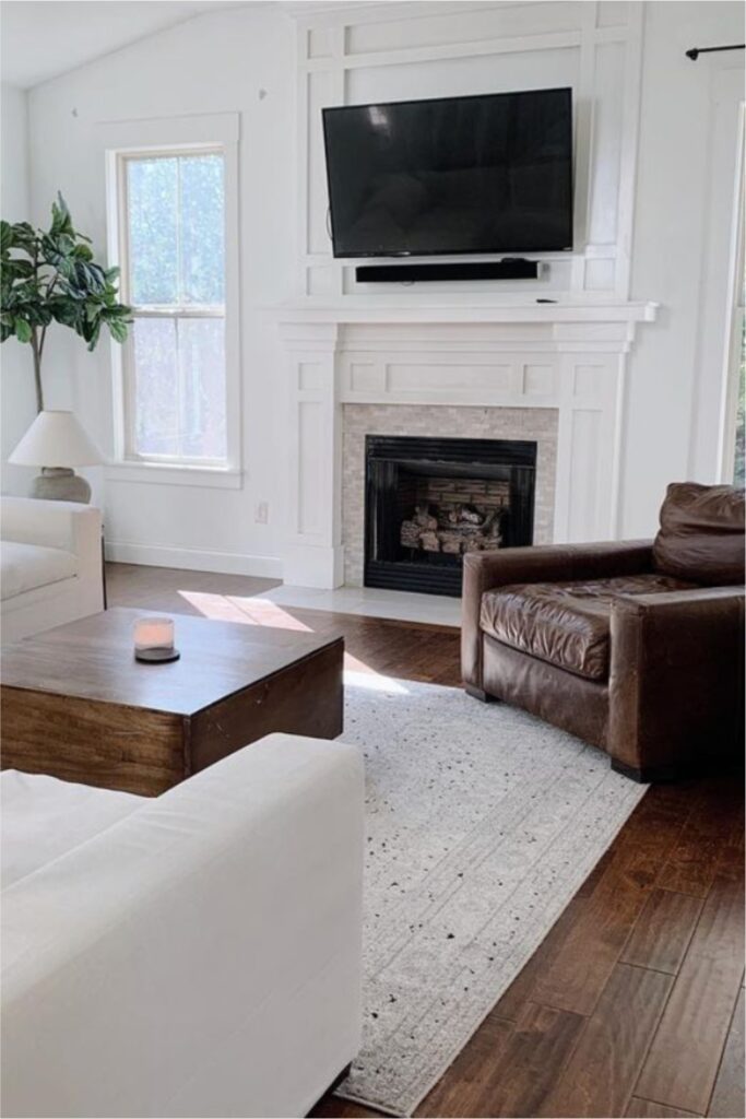 minimalist living room with tv