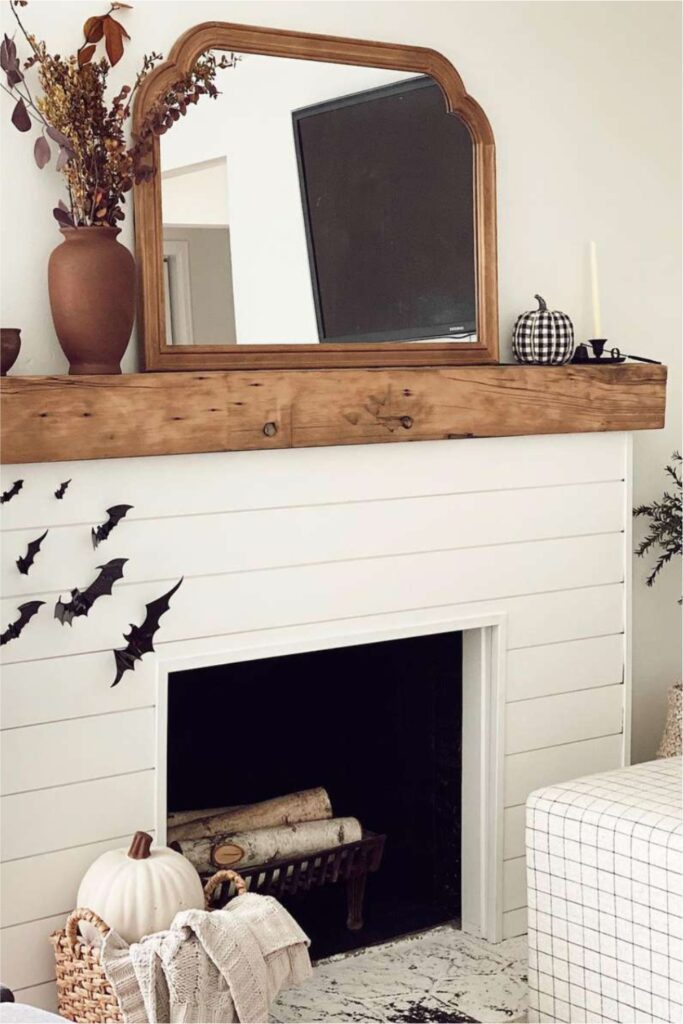 fall mantle decor with tv