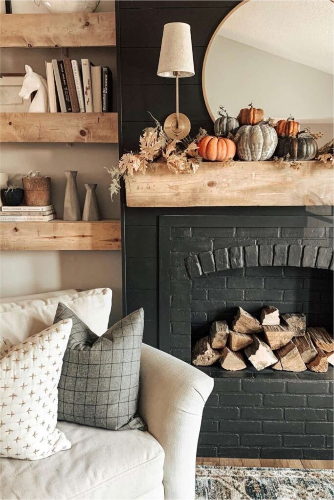 neutral fall mantle decor