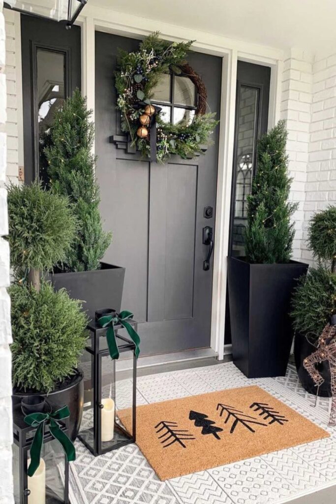 christmas front porch decor apartment