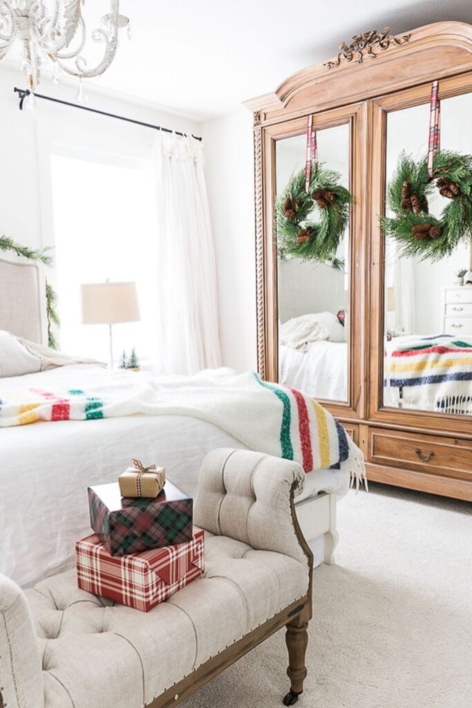 neutral christmas bedroom decor