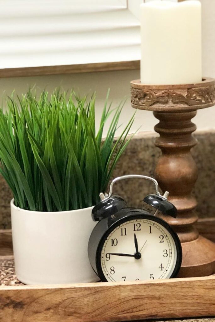 farmhouse bathroom counter decor