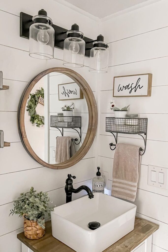 modern farmhoues powder room