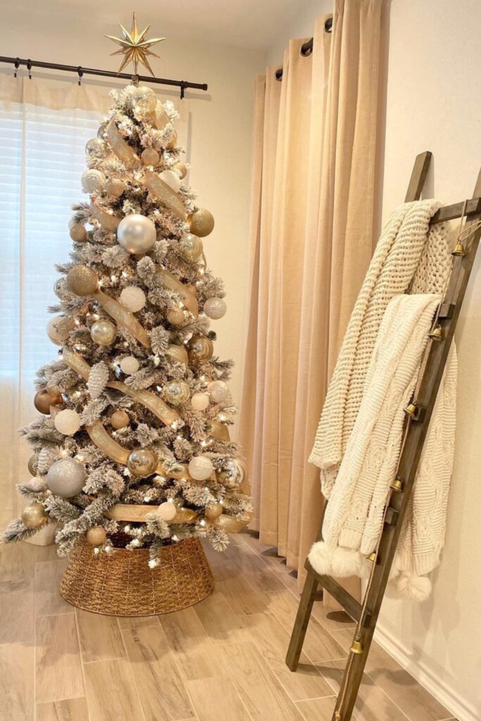 neutral christmas trees decorated