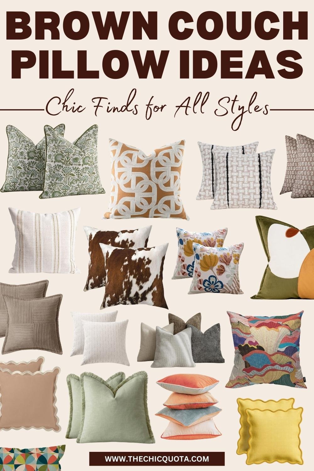 30 Beautiful Throw Pillow Ideas For Dark Brown Couch - The Chic Quota