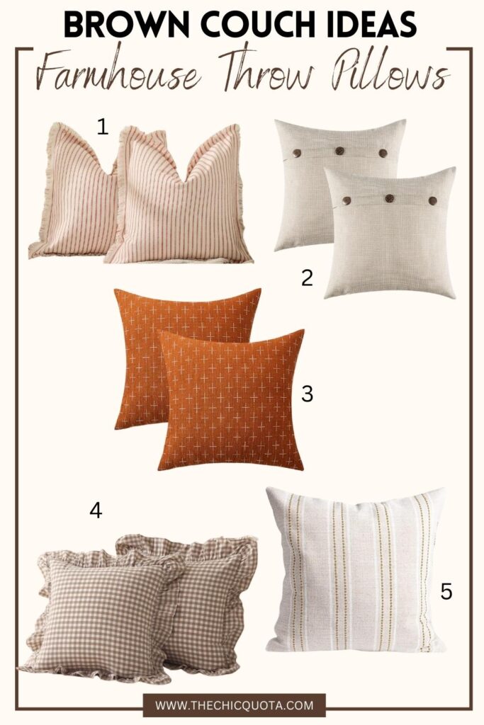 farmhouse throw pillows for brown couch