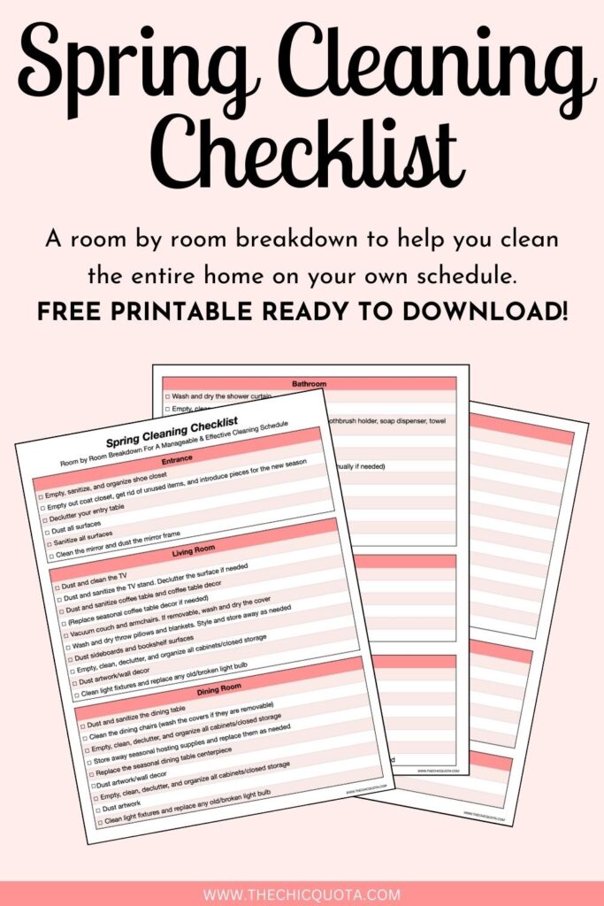 spring cleaning checklist printable free