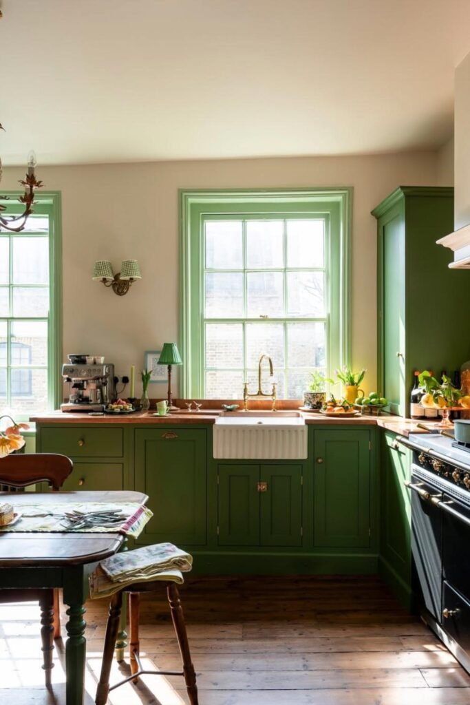 dark green kitchen