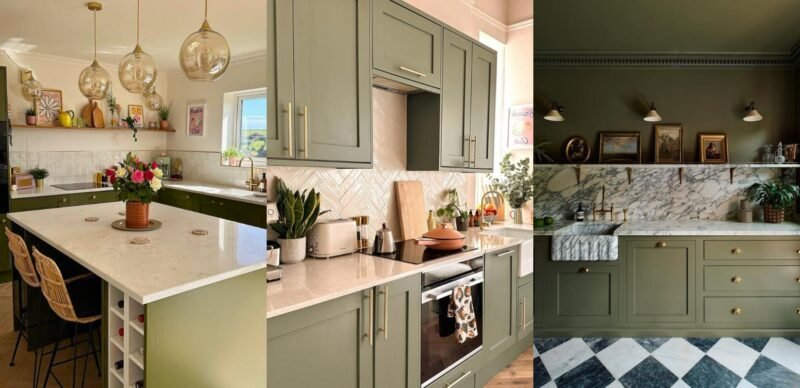 green kitchen cabinets