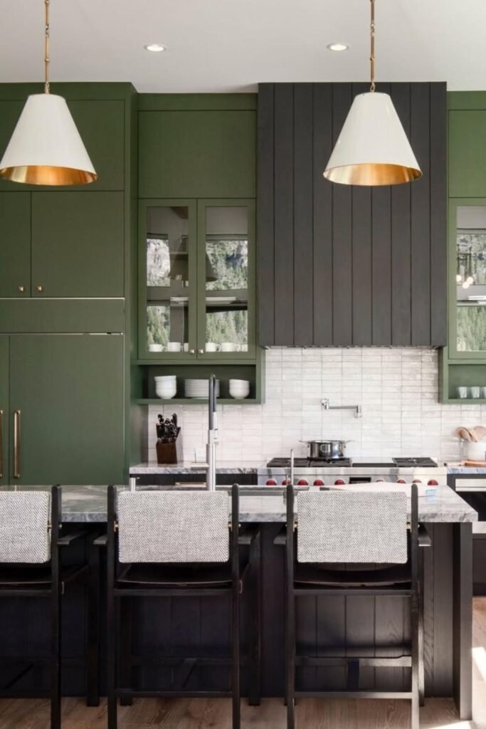 green cabinets