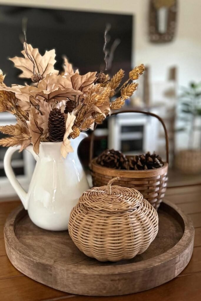fall coffee table decor vintage
