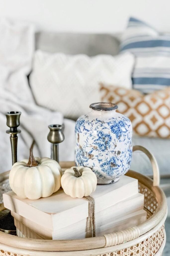 cozy autumn coffee table setup