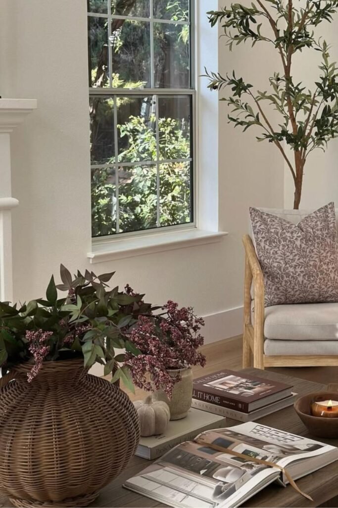 fall-themed coffee table display