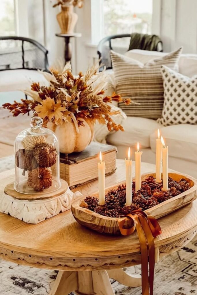 fall decor for coffee table