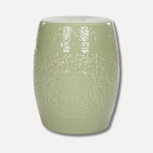 light green ceramic embossed garden stool