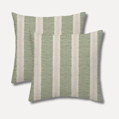 striped green and pink outdoor throw pillows