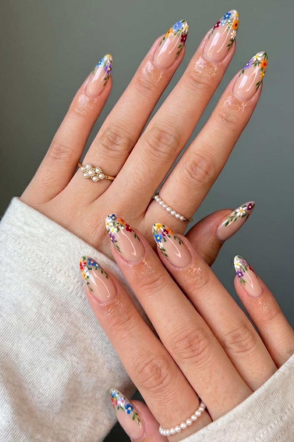 later summer french tip nails